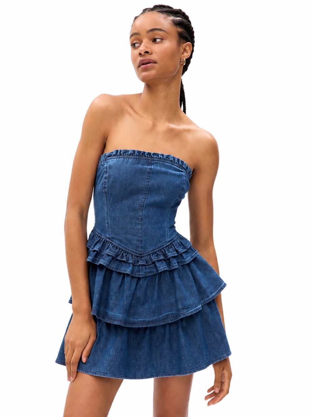 LoveShackFancy x Gap Denim Corset Mini Dress Dark Indigo Size 4 EUC!